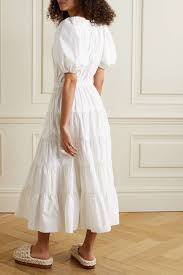 olina tiered cotton poplin midi dress
