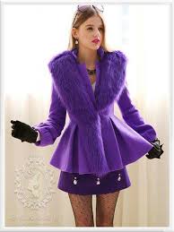 Purple Fur Coat Faux Fur Belted Coat