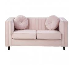 Pink High Arm 2 Seat Velvet Sofa The