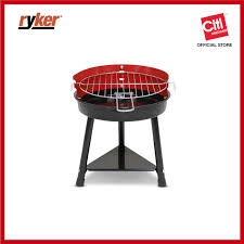 Ryker Round Bbq Grill 26cm Red Portable