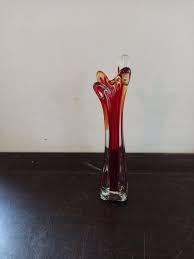 Vintage Ruby Red Glass Tulip Vase Very