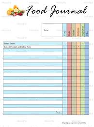 Printable Food Journal Template Weight Loss Healthy Eating Tracker
