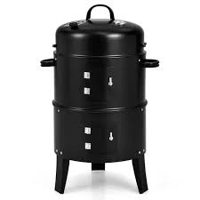 gymax 3 in 1 vertical charcoal bbq