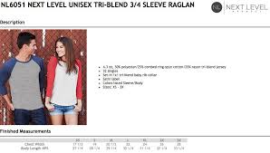 Next Level Adult Raglan Size Chart Tennessee Shirt Company
