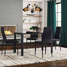 Costway 5 piece dining set table 29.6'' and 4 chairs glass metal kitchen breakfast furniture white. Get The Ids Online Mlm 17429 4 Bk Modern Glass Dining Table Set 5 Piece Black From Amazon Now Accuweather Shop