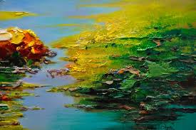 Abstract Landscape Oil Painting Bright