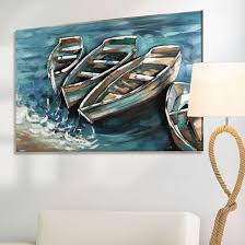 Boat On Shore Picture Metal Wall Art In