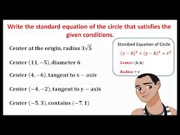 Writing Standard Equation Of The Circle