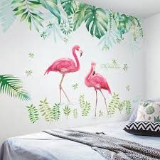 Flamingo Tropical Leaves Removable Wall