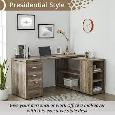 Homestock Natural L Shaped Desk With