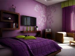 bedroom in lilac and purple colors