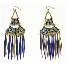egyptian gold blue dangling earrings