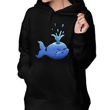 Moniery Lovely Blue Whale Hooded Pullover Sweatshirts With