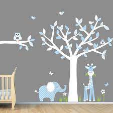 Baby Blue Nursery Wall Art Jungle Wall