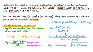 calculating the acid dissociation