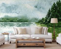 Buy Lakeside Watercolor Wallpaper Mural