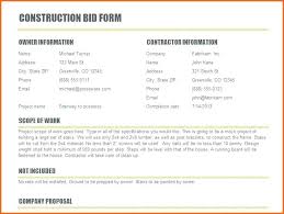 Sample Bid Proposal Template Free Construction Bids Best
