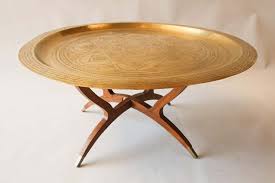 Moroccan Round Brass Tray Table On
