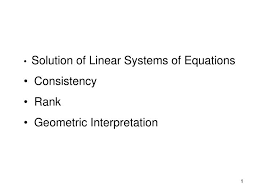 Solution Of Linear Systems Of Equations
