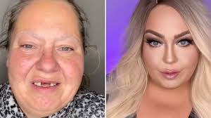 woman shows the power of makeup