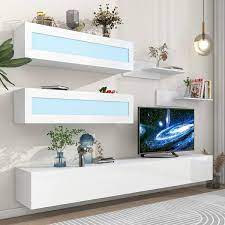 White Wall Mount Floating Tv Stand