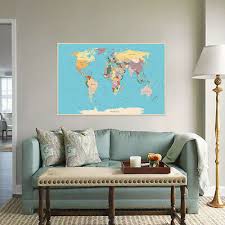 World Map Poster Wall Art Print Canvas