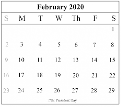 Blank February 2020 Calendar Printable Template Pdf Word