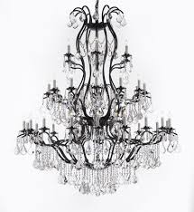 Large Foyer Entryway Wrought Iron Chandelier Lighting With Crystal H Gallery Chandeliers