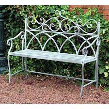 vintage wrought iron bench garden patio