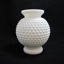 Vintage Rounded Hobnail Milk Glass Vase