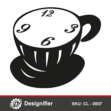 Coffee Cup Wall Clock Cl0007 Dxf File
