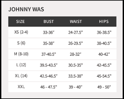 70 Precise Johnny Was Size Chart