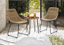 Ashley C Sand Outdoor Chairs With Table Set Set Of 3