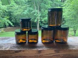 Cylindrical Amber Glass Jars 200ml