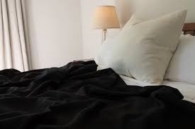 Linen Black Bedspread Black Coverlet