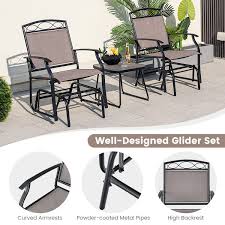 Set Of 2 Outdoor Metal Glider Armchairs