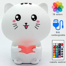 Led Cat Night Light For Kids Portable Silicone Cat Lamp With Remote Control Battery Operated Kitty Night Light Cute Toddler Night Light For Boys Girls With Touch Sensor And Voice Recording