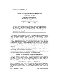 Formal Solutions Of Diffeial Equations