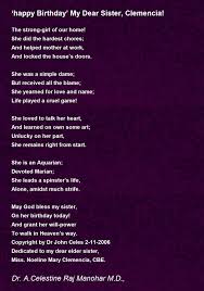 dear sister clemencia poem