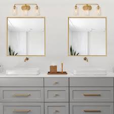 The process of choosing lighting for a bathroom design can be overwhelming. Uolfin Modern Gold Bathroom Vanity Light Muris 3 Light Indoor Wall Sconce Bath Bar Vanity Light With Clear Seeded Glass Shades Y26bbbhd2356876 The Home Depot