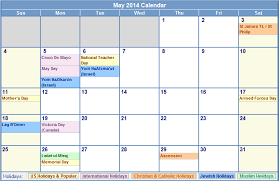 May 2014 Calendar With Holidays Printable May 2015 Calendar