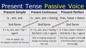 In passive voice, we focus attention on the person or thing affected by the action, when the subject is in these examples, the focus is on the effect of the action, it's not important who performs the action. Present Tense Passive Voice With Urdu Explanation Grammareer In 2021 Present Tense Simple Present Tense Present Continuous Tense