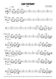 Live Forever Drum Score By Oasis Digital Sheet Music For