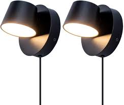 Viluxy Modern Led Bedside Wall Sconce Plug In Cord With Switch Lighting Fixture 350 Rotation Adjustment Black Wall Lamp For Bedroom 6w 3000k 2 Pack Amazon Com