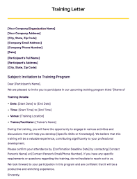 training letter 31 exles format pdf