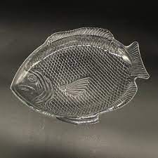 Clear Pressed Glass Fish Serving Tray