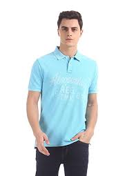 sky blue brand print pique polo shirt