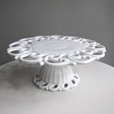 Vintage Milk Glass Cake Stand By