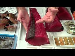 nice red color of yellowfin ahi tuna