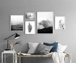 set of five wall art prints